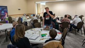 Here we have members of two families enjoying Swords & Wizardry.